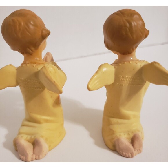 Vintage 1975 Christmas Wilton Praying Plastic Angel Decorations Pair Hong Kong - Picture 3 of 8